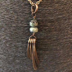 NEW Antiqued Silver and Jasper Stone Necklace